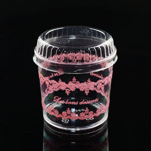 透明蓋 粉紅花邊-慕斯杯奶酪杯 果凍杯 120cc (20入)