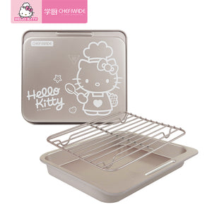 【正版授權】KT5001/KT5003 學廚Hello Kitty  9.5吋不沾烤盤(附烤架) 香檳金/粉色