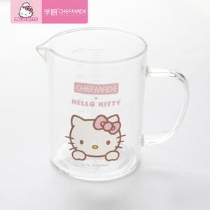 【正版授權】KT7080學廚Hello Kitty 帶手柄加厚玻璃量杯